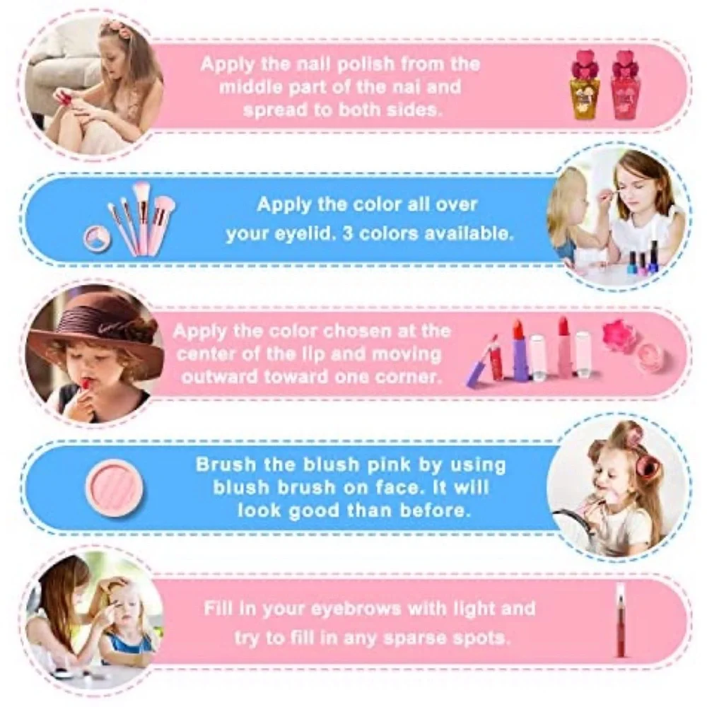 Kids Cosmetic Kit Set for Little Girls Washable Play Makeup With Bag